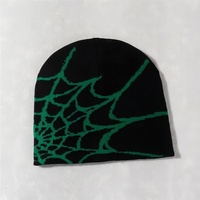 Venta al por mayor de gorros personalizados de doble cara, sombreros, accesorios de estilo de moda, gorro de punto con telaraña para hombres y mujeres