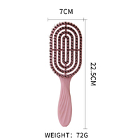 Brosse à cheveux incurvée à poils naturels fins pour le séchage et le massage du cuir chevelu