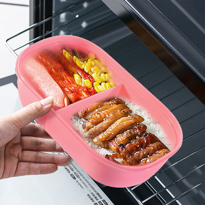 Lunch Time Bento <b>Box</b> With Utensils Pink And Blue Sealed Lid Rectangle Shape For Students And Office Workers - Product Image 3