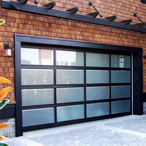 Amerikaanse Moderne Glazen Sectionele Garage Deuren Overhead Isolatieglas Garagedeur 9X8 Flap Schuiven Garagedeur Prijzen