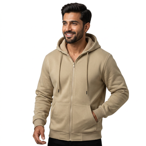 Wholesale 100% Cotton Man Hoodies Casual Zipper-up <b>Sweatshirt</b> with Long Sleeve Full Zip Winter Oversized Hoodie - Product Image 1