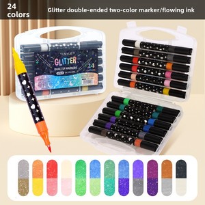 ปากกามาร์คเกอร์สีน้ำสองหัว ปลายสองด้าน สีกลิตเตอร์ สำหรับ<span class=keywords><strong>เด็ก</strong></span> ปลอดสารพิษ ล้างออกได้ - Product Image 2