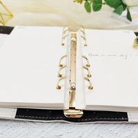 Carnet de notes A6 à spirale Mini blanc mignon avec reliure à anneaux à pois dorés couverture thermique en papier de cuir à reliure à couverture rigide