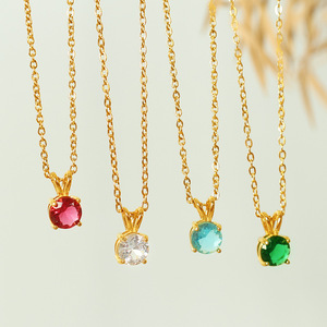 Collier Pendentif Élégant en Zircon Pierre Naturelle Plaqué Or 18K Bijou de Mode pour le Bureau Sertissage Griffe Chaîne en Alliage de Zinc - Product Image 3