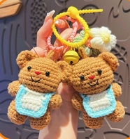 Porte-clés ours en tricot, poupée de dessin animé, ornement pour sac à dos, cadeau