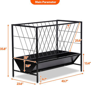 JH-Mech Mangeoire à foin <span class=keywords><strong>pour</strong></span> chèvres avec bac d'alimentation de 24 gallons 45 gallons à montage rapide Mangeoire à foin robuste <span class=keywords><strong>pour</strong></span> cerfs de pâturage en métal - Product Image 2