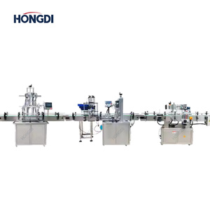 Ligne d'embouteillage entièrement automatique de haute précision pour poudre plastique, avec trieuse de bouteilles, remplisseuse à vis sans fin, machine de bouchage et d'étiquetage rotative - Product Image 1