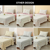 Ensemble de draps de lit double de luxe 3 pièces imprimé motif végétal tissé tailles King et Queen faible MOQ pour usage domestique