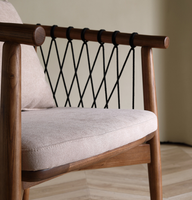 Salon de style nordique chaise de loisirs en bois massif moderne simple balcon canapé paresseux designer corde tissé chaise de canapé simple