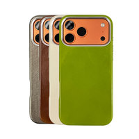 Étui de téléphone en similicuir grainé de qualité supérieure pour iPhone 18 17 16 Pro Max, design professionnel élégant, panneau de caméra couleur contrastée