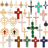 Nouveau pendentif à breloque de style religieux, croix plaqué or 18 carats incrusté de zircone cubique, bijoux collier bracelet accessoires fournitures L05