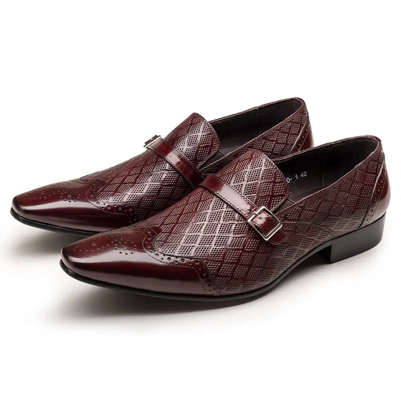Diseño de moda Zapatos Oxford uppers zapatos de cuero genuino Zapatos de vestir de cuero auténtico para hombres