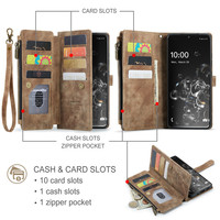 Étui de téléphone pour Samsung S20 Ultra S21 ULTRA S22 PLUS S 8 S9 plus sac à main en cuir avec fermeture éclair étui portefeuille à rabat
