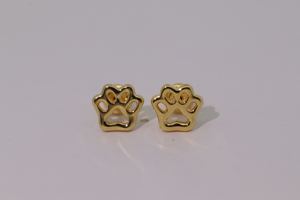 Pendientes de Botón Clásicos Vintage de Tianyu Gems para Mujer, Hechos de Latón Chapado en Oro con Diseño de Pata de Gato Calada - Product Image 4