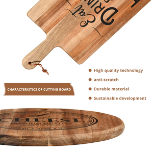2024 planches à découper en bois d'acacia personnalisées pour la préparation des repas de cuisine et le service ensemble de planche de service avec poignée - Product Image 4