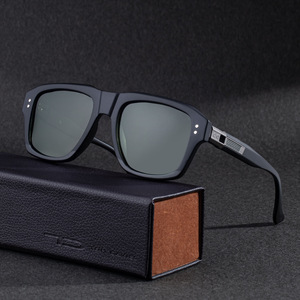 Lunettes de soleil polarisées carrées Tecno pour hommes, monture noire, lentille TAC, protection UV400, pare-soleil de conduite, type 3 - Product Image 1