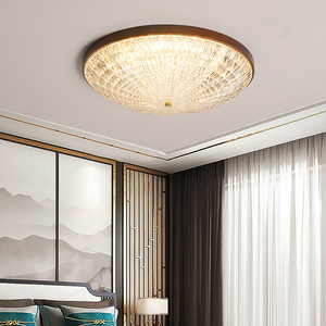 Chinese Style Round <b>Ceiling</b> <b>Light</b> Led Walnut Color Living Room Bedroom Lighting - Product Image 1