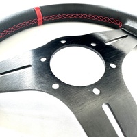 Volant de simulation de course en cuir microfibre, diamètre 330 mm, avec bande rouge et surpiqûres