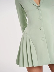 <span class=keywords><strong>Abito</strong></span> Mini da Donna Personalizzabile con Risvolto a Tacca, Stile Blazer da Ufficio, Leggermente Elasticizzato, con Pieghe Sartoriali - Product Image 3