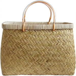 Natural Rattan <b>Storage</b> <b>Basket</b> <b>Rectangle</b> With Handles Rustic Multi-Purpose <b>Basket</b> For Neatening And Organization - Product Image 2