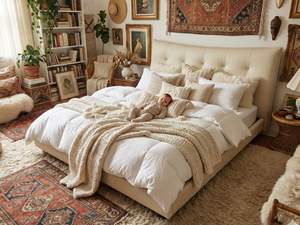 Cama Moderna Tapizada en Cuero Suave para Sala de Estar, Hotel, Valia - Product Image 1