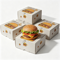 Boîte à hamburger en carton blanc biodégradable, best-seller, logo de marque personnalisé, emballage alimentaire jetable résistant à la graisse