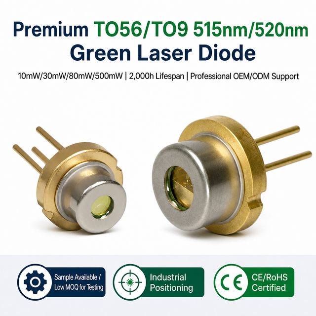 520nm 515nm 10mW 30mW 80mW 500mW Green Laser Diode TO56 TO9 with Photodiode PD Monitor for Laser Alignment Industrial Module OEM