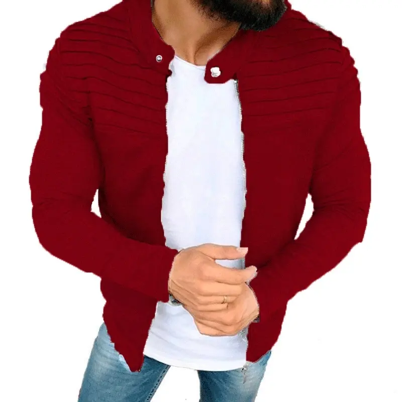 Custom Men's Casual Fashion Solid Color Jacket Man Tops Cardigan Zipper Clothings Jackets For Male