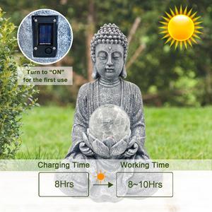 BSCI fabbrica di meditazione statua di <span class=keywords><strong>Buddha</strong></span> con luce solare <span class=keywords><strong>giardino</strong></span> <span class=keywords><strong>Buddha</strong></span> con incrinato palla di vetro - Product Image 5