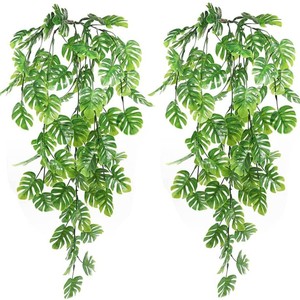 Artificial Monstera <b>Leaves</b> Hanging Green Plant Vines For Balcony Garden <b>Wall</b> <b>Decor</b> Plastic Fake Plant <b>Leaves</b> 1Pcs Green - Product Image 1