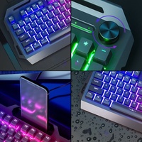 MQ USB Wired LED Backlit 104-Key Non-Mechanical Keyboard Mouse Headset Combo Punk Keycaps Gaming Set for PC Laptop Desktop