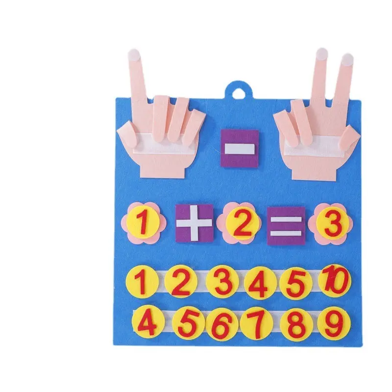 Schlussverkauf Lehrmaterialien Kinderspielzeug Filz Mathematik Zahlen zählen intellektuelle Übung Finger-Lernbrett