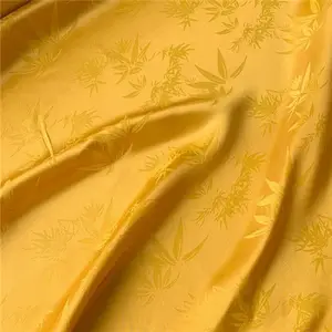 Traditional Vintage Top Quality Bamboo Leaf Silk Cotton Jacquard Fabric for Women Elegant Clothing Cheongsam