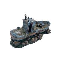 Modèle miniature décoratif de paysage pour la création de décorations d'aquarium, décoration de navires en ruine