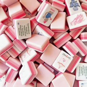 Tuiles de <span class=keywords><strong>Mahjong</strong></span> Américain en Acrylique Bleu Écologiques et Durables, Ensemble Complet de 160 Pièces avec Jokers, Dragons, Vent, Fleurs, Dés et Cartes de Jeu - Product Image 5