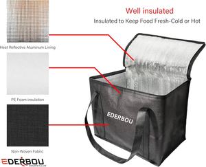 Bolsa de Reparto de Pizza XL (37L) para <span class=keywords><strong>Uber</strong></span> Eats/Doordash, Bolsa Térmica con Cierre Superior, Reutilizable para Exteriores, Mantiene la <span class=keywords><strong>Comida</strong></span> Caliente/Fría - Product Image 6