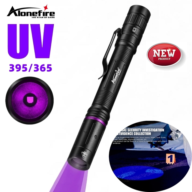 Mini UV Pen Light LED Flashlight 365nm/395nm Invisible Marker Blacklight Torch Cat Pet Tinea Stain Marker Money Detection Lamp