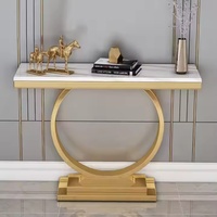 Ensemble de table console de luxe moderne dessus en marbre finition miroir en acier inoxydable table d'appoint extensible salon villa appartement maison