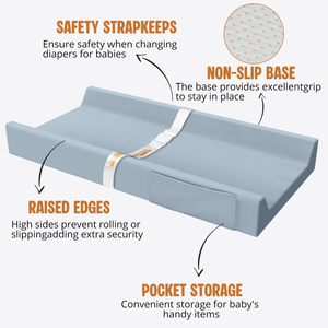 Portable Waterproof Baby <b>Changing</b> Pad With Safety Strap For Newborns Solid Color Pu Material - Product Image 5