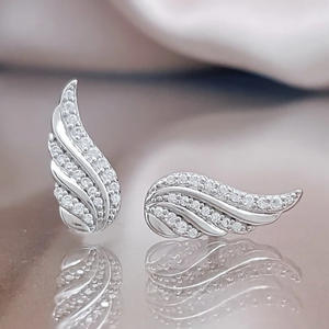 Boucles d'oreilles clous en or blanc avec zircon rond serti en canal, bijoux de mode pour femme, cadeau - Product Image 3