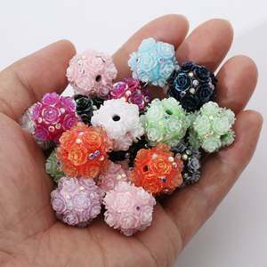Hot Sale 20mm Porcelain Clay Painted Round Rose Flower Ball Shiny Crystal Loose Beads <b>Colorful</b> <b>Pen</b> Bracelet Making - Product Image 3