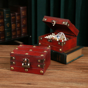 Wooden <b>Storage</b> Box Retro Pirate Treasure <b>Chest</b> Desktop Wooden Box With Combination Lock Film Television Prop - Product Image 1
