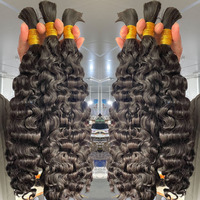 SDD 100g Cabello Virgen para Trenzas Ondulado Profundo Boho, Cabello Humano Crudo Vietnamita Sin Trama, Cabello Humano Rizado a Granel para Trenzar