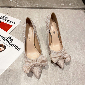 Moda coreana a punta bocca bassa <span class=keywords><strong>tacco</strong></span> alto farfalla netto rosso sexy <span class=keywords><strong>tacco</strong></span> sottile banchetto <span class=keywords><strong>scarpe</strong></span> singole donne - Product Image 5