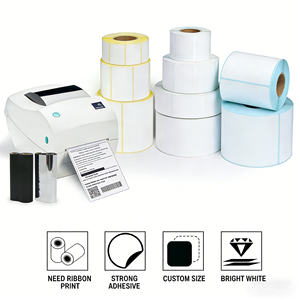 Label Barcode Kustom 102x51 102x152 102x102mm Thermal Transfer Semi Gloss 4x6 4x4 4x2 4x1 Inch Stiker Label Perekat Sendiri Gulungan - Product Image 2