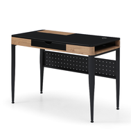 Table d'ordinateur en bois mélaminé MDF noir avec pieds en métal peint en noir Fabriqué en Chine