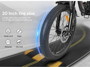 Entrepôt européen DDP CY20 Vélo électrique pliable 7 vitesses 20 pouces Pneu gras Acier au carbone Batterie au lithium Moteur sans balais 250W - Product Image 4