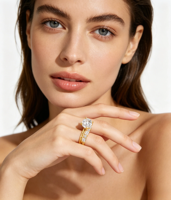 Fabricants de bijoux personnalisés QX, bague en moissanite de luxe D VVS1 |   Argent sterling 925 / Or 14 carats |   Bijoux de fiançailles et de mariage