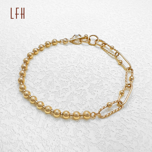 Trendy 18k Real <b>Gold</b> <b>Bracelet</b> Hot Sell 18k <b>Solid</b> <b>Gold</b> Paper Clip Chain and Ball Chain <b>Charm</b> <b>Bracelet</b> Wholesale for Women - Product Image 1