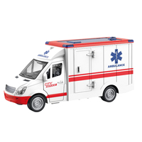 Voiture d'ambulance jouet à friction à l'échelle 1/16, portes ouvrantes, véhicule de sauvetage avec lumières et sons pour enfants